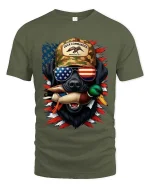 Duck Hunter Dog Patriotic Sunglasses Graphic T Shirt - military green t-shirt on white background