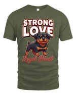 Strong Love Loyal Heart Rottweiler Dog Graphic T Shirt - military green t-shirt on white background