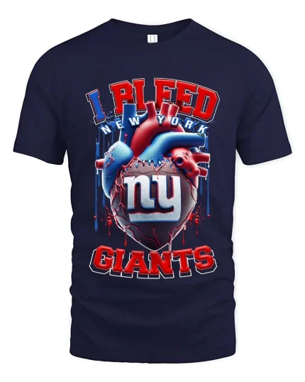 I Bleed New York Giants Football Fan Graphic T Shirt - navy t-shirt on white background