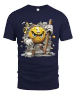 Angry Number One Smash Character Funny Graphic T Shirt - navy t-shirt on white background