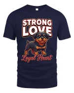 Strong Love Loyal Heart Rottweiler Dog Graphic T Shirt - navy t-shirt on white background