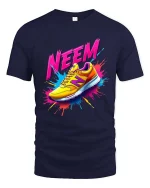 NEEM Sneaker Splash Colorful Street Style Graphic T Shirt - navy t-shirt on white background