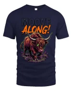 Mooove Along Funny Highland Cow Attitude Graphic T Shirt - navy t-shirt on white background