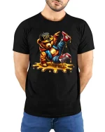 Sweet Life Bear Drip Street Style Funny Graphic T Shirt - model wearing black tee with hands behind back