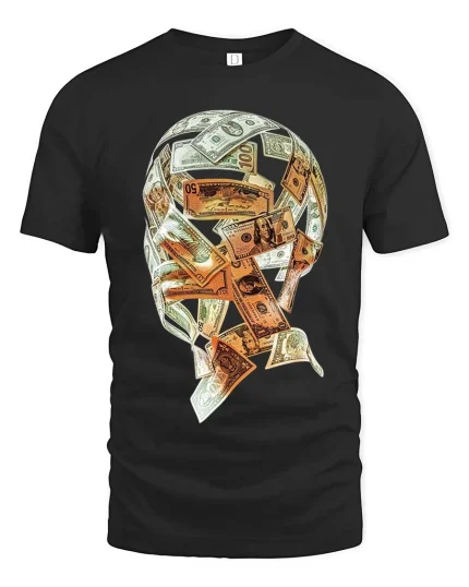 Money Skull Cash Graphic T Shirt Wealth Mindset Street Style - black t-shirt on white background