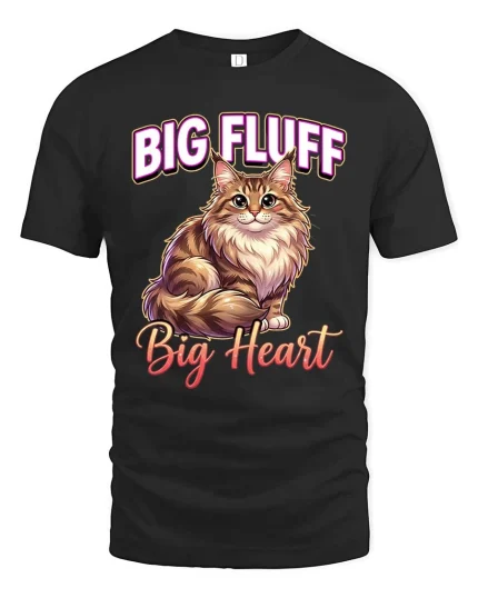 Big Fluff Big Heart Cute Cat Lover Graphic T Shirt Style - black t-shirt on white background