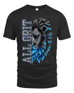 All Grit Lion Head Bold Graphic T Shirt Strength Street Style - black t-shirt on white background