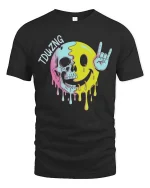 Melting Skull Smile Rock Hand Funny Graphic T Shirt Cool Art - black t-shirt on white background