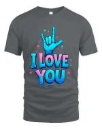 I Love You Sign Language Hand Graphic T Shirt Cute Design - gray t-shirt on white background