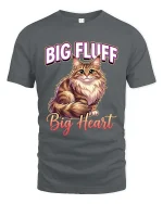 Big Fluff Big Heart Cute Cat Lover Graphic T Shirt Style - gray t-shirt on white background