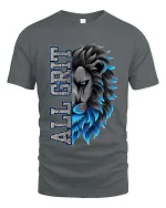 All Grit Lion Head Bold Graphic T Shirt Strength Street Style - gray t-shirt on white background