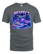 Respect The Naore Streetwear Sneaker Graphic T Shirt Style - gray t-shirt on white background