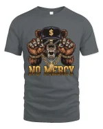No Mercy Bear Skull Gangster Graphic T Shirt Street Style - gray t-shirt on white background