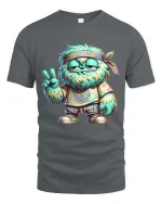 Chill Hippie Monster Peace Sign Funny Graphic T Shirt Vibes - gray t-shirt on white background