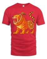 Fierce Orange Tiger Fruit Funny Graphic T Shirt Bold Design - red t-shirt on white background