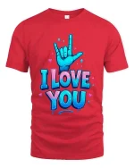 I Love You Sign Language Hand Graphic T Shirt Cute Design - red t-shirt on white background