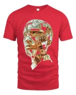 Money Skull Cash Graphic T Shirt Wealth Mindset Street Style - red t-shirt on white background