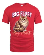 Big Fluff Big Heart Cute Cat Lover Graphic T Shirt Style - red t-shirt on white background