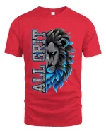 All Grit Lion Head Bold Graphic T Shirt Strength Street Style - red t-shirt on white background