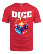 Dice on Fire Gambling Graphic T Shirt Lucky Game Night Style - red t-shirt on white background