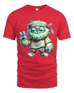 Chill Hippie Monster Peace Sign Funny Graphic T Shirt Vibes - red t-shirt on white background