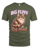 Big Fluff Big Heart Cute Cat Lover Graphic T Shirt Style - military green t-shirt on white background