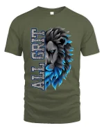 All Grit Lion Head Bold Graphic T Shirt Strength Street Style - military green t-shirt on white background