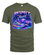 Respect The Naore Streetwear Sneaker Graphic T Shirt Style - military green t-shirt on white background