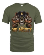 No Mercy Bear Skull Gangster Graphic T Shirt Street Style - military green t-shirt on white background