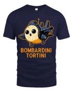 Bombardini Tortini Funny Plane Cartoon Graphic T Shirt Cool - navy t-shirt on white background