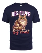 Big Fluff Big Heart Cute Cat Lover Graphic T Shirt Style - navy t-shirt on white background