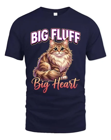 Big Fluff Big Heart Cute Cat Lover Graphic T Shirt Style - navy t-shirt on white background