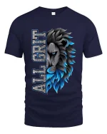 All Grit Lion Head Bold Graphic T Shirt Strength Street Style - navy t-shirt on white background
