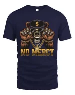 No Mercy Bear Skull Gangster Graphic T Shirt Street Style - navy t-shirt on white background