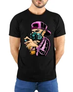 Graffiti Artist Spray Paint Mask Street Graphic T Shirt Style - model wearing black tee with hands behind back