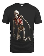 Creepy Dancing Skeleton T Shirt Spooky Glow Ribcage Tee - black t-shirt on white background