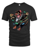 Funny Hustle Dog T Shirt Money Dance Street Style Graphic Tee - black t-shirt on white background