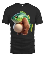 Funny Fish Bear Hybrid T Shirt Cute Weird Animal Graphic Tee - black t-shirt on white background