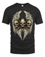 Dark Angel Skull T Shirt Demon Wings Gothic Horror Tee - black t-shirt on white background