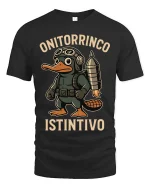 Funny Platypus Aviator T Shirt Onitorrinco Instintivo Tee - black t-shirt on white background