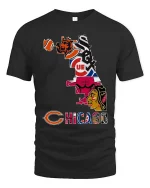 Chicago Sports City Skyline T Shirt Fan Pride Graphic Tee - black t-shirt on white background