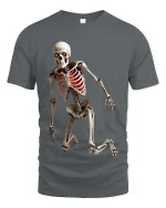 Creepy Dancing Skeleton T Shirt Spooky Glow Ribcage Tee - gray t-shirt on white background