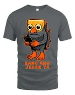 Funny Ugly Fish Meme T Shirt Weird Cartoon Humor Graphic Tee - gray t-shirt on white background