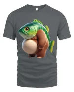 Funny Fish Bear Hybrid T Shirt Cute Weird Animal Graphic Tee - gray t-shirt on white background