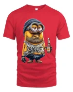 Funny Cartoon Beer Guy T Shirt Bearded Character Humor Tee - red t-shirt on white background