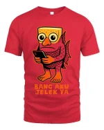 Funny Ugly Fish Meme T Shirt Weird Cartoon Humor Graphic Tee - red t-shirt on white background