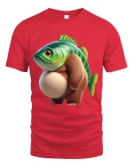 Funny Fish Bear Hybrid T Shirt Cute Weird Animal Graphic Tee - red t-shirt on white background