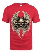 Dark Angel Skull T Shirt Demon Wings Gothic Horror Tee - red t-shirt on white background