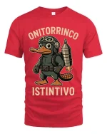 Funny Platypus Aviator T Shirt Onitorrinco Instintivo Tee - red t-shirt on white background
