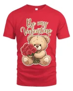 Cute Teddy Bear Be My Valentine T Shirt Romantic Love Tee - red t-shirt on white background